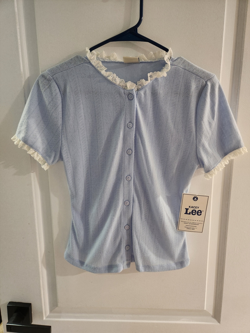 Kacey Lee (Lee x Kacey Musgraves) Pointelle Button-Front Top - Size Small - NWT